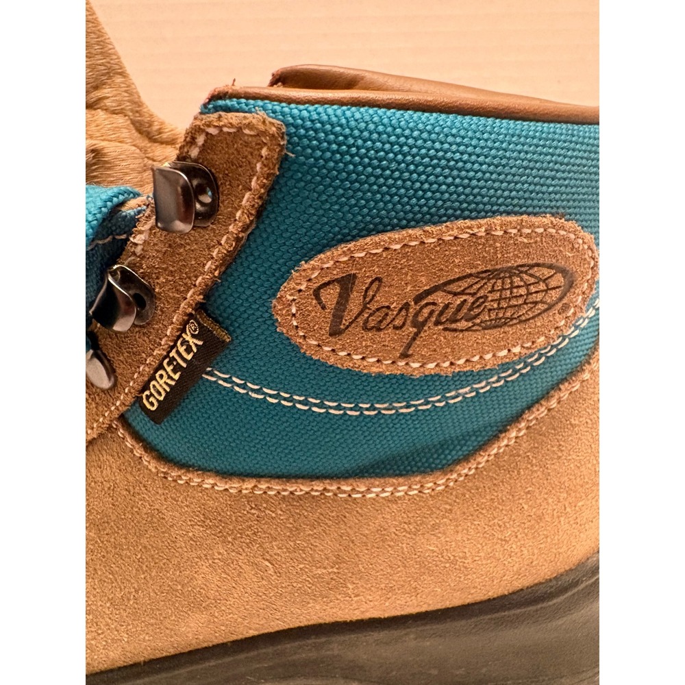 Vasque 7117 M Gore-Tex Hiking Boots Womens 6.5 M Tan Teal Suede Waterproof